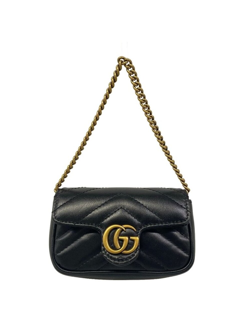 Gucci Handbag GG Marmont Super Mini Black Leather